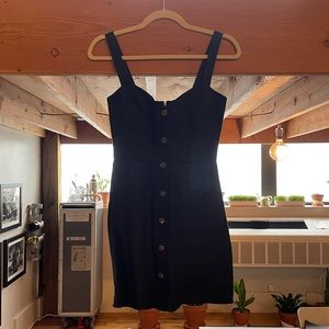 Reformation Black Linen Botton Dress